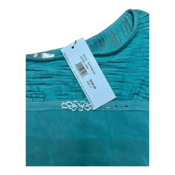 NWT‎  Elisa Cavaletti Teal Lace Tee - Picture 6 of 6